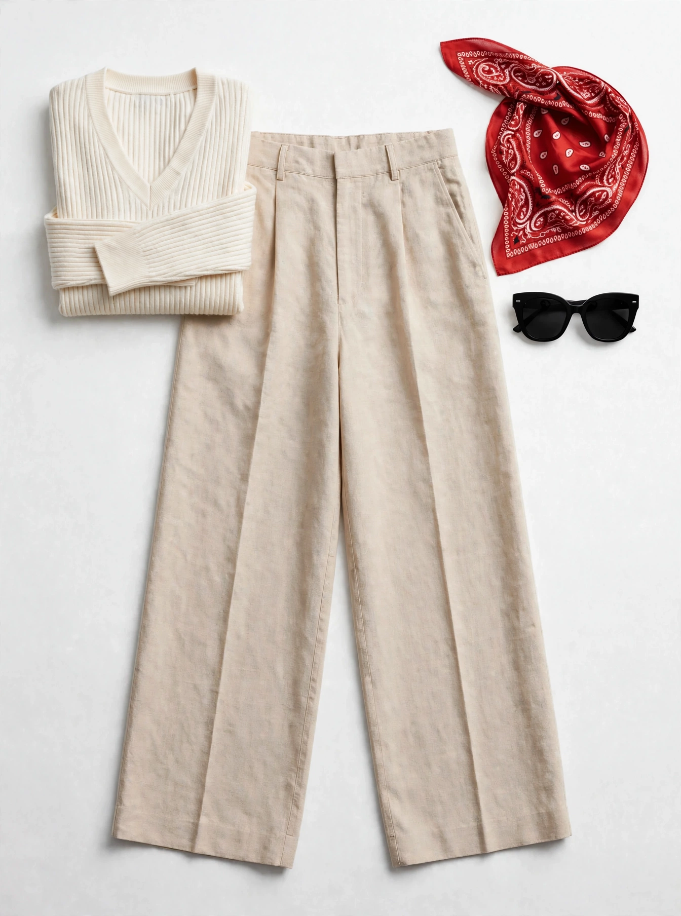 Knitwear – Flatlay mit Accessoires